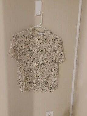 Second Female Women's Floral Botanical Print Button Down Short Sleeve Blouse XS